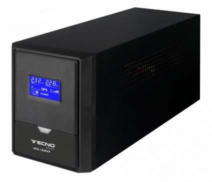 Tecno TC-1200VA-LCD - UPS Interattiva 1.2 kVA, 3 Prese AC, Protezione Corto Circuito e Display LCD