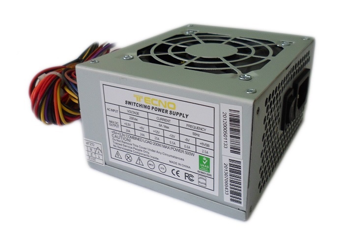 Tecno Alimentatore 500W Micro-ATX 20 4 pin ATX con Ventola da 8 cm e Connettori SATA e IDE