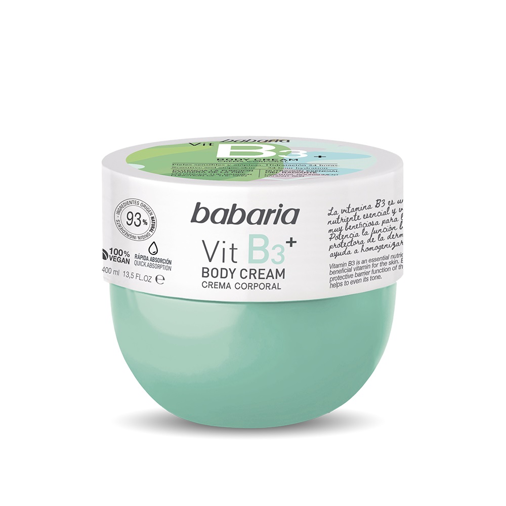 Babaria Crema Corpo Vitamina B3 400 ml - Idratante, Ammorbidisce e Lenisce la Pelle