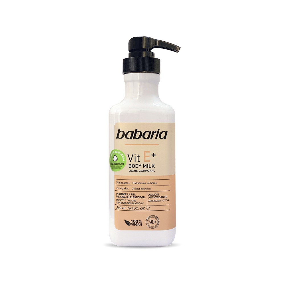 Babaria Body Milk Vitamina E 500 ml - Latte Corpo Idratante per Donna