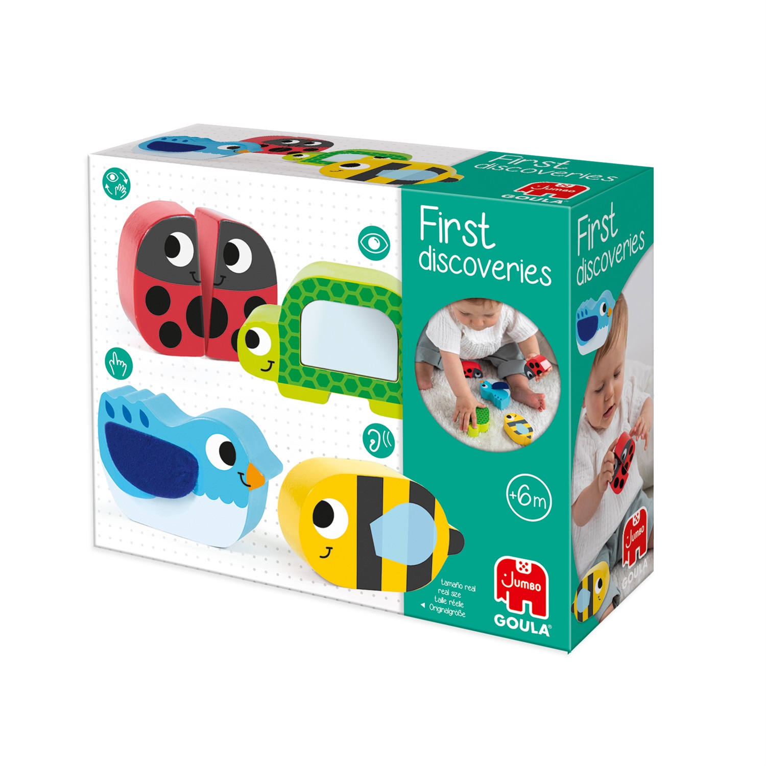 Goula Giocattolo Animales Prime Scoperte - Gioco di Abilità in Legno per Bambini dai 6 Mesi, Sviluppa Sensi e Coordinamento