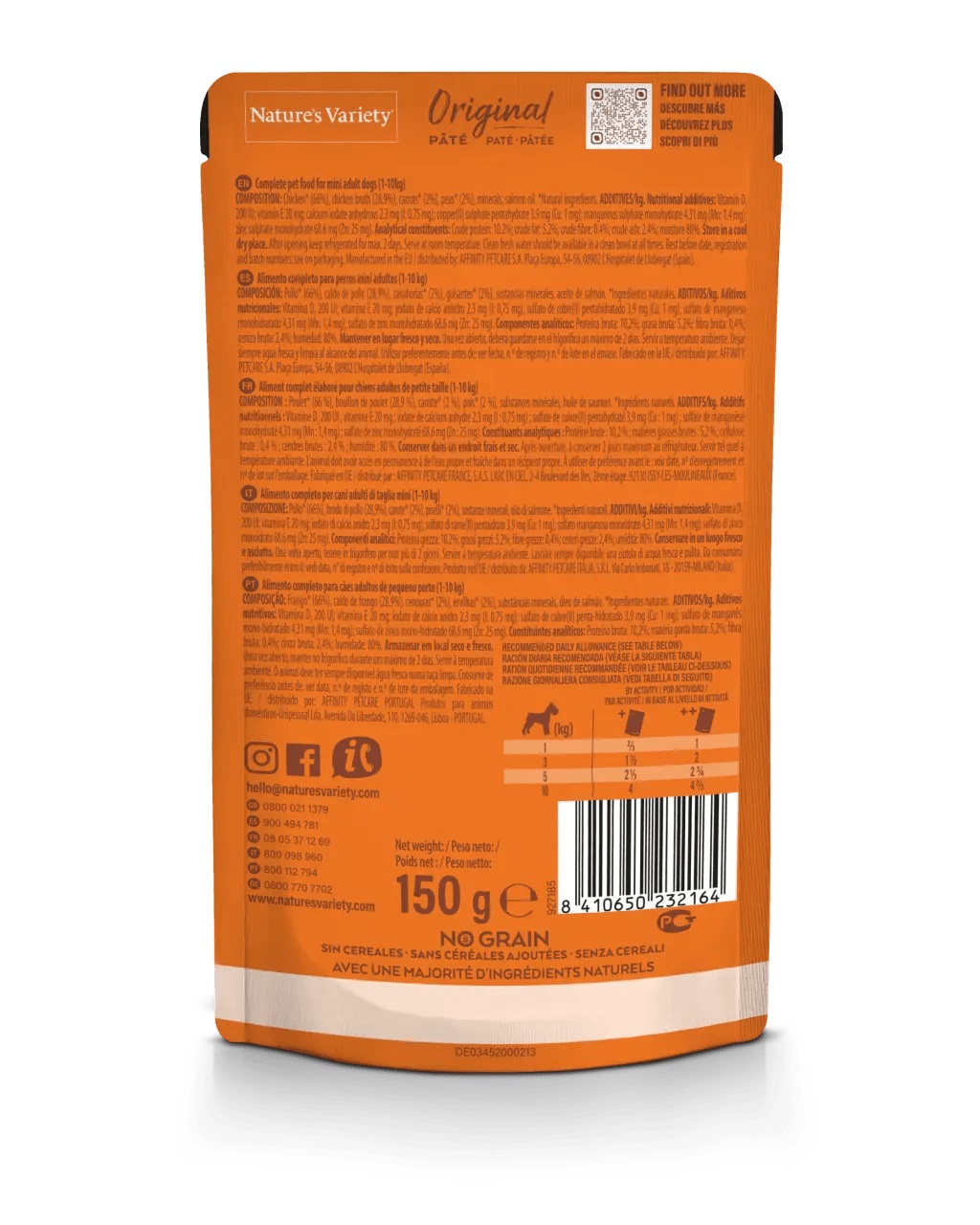 Nature's Variety Original Paté Mini Pollo Adulto 150 g - Alimento Completo e Senza Cereali per Cani di Taglia Mini