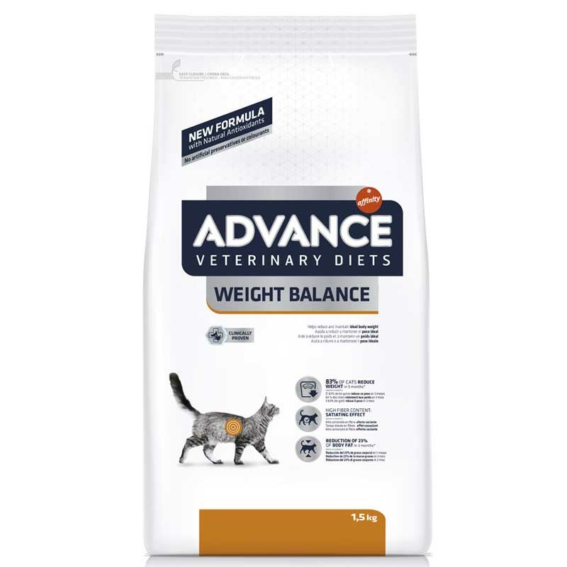 Advance Veterinary Diets Weight Balance - Cibo Secco Dietetico Completo per Gatti Adulti - 1,5 kg - Riduzione del Peso e Regolazione del Metabolismo Lipidico