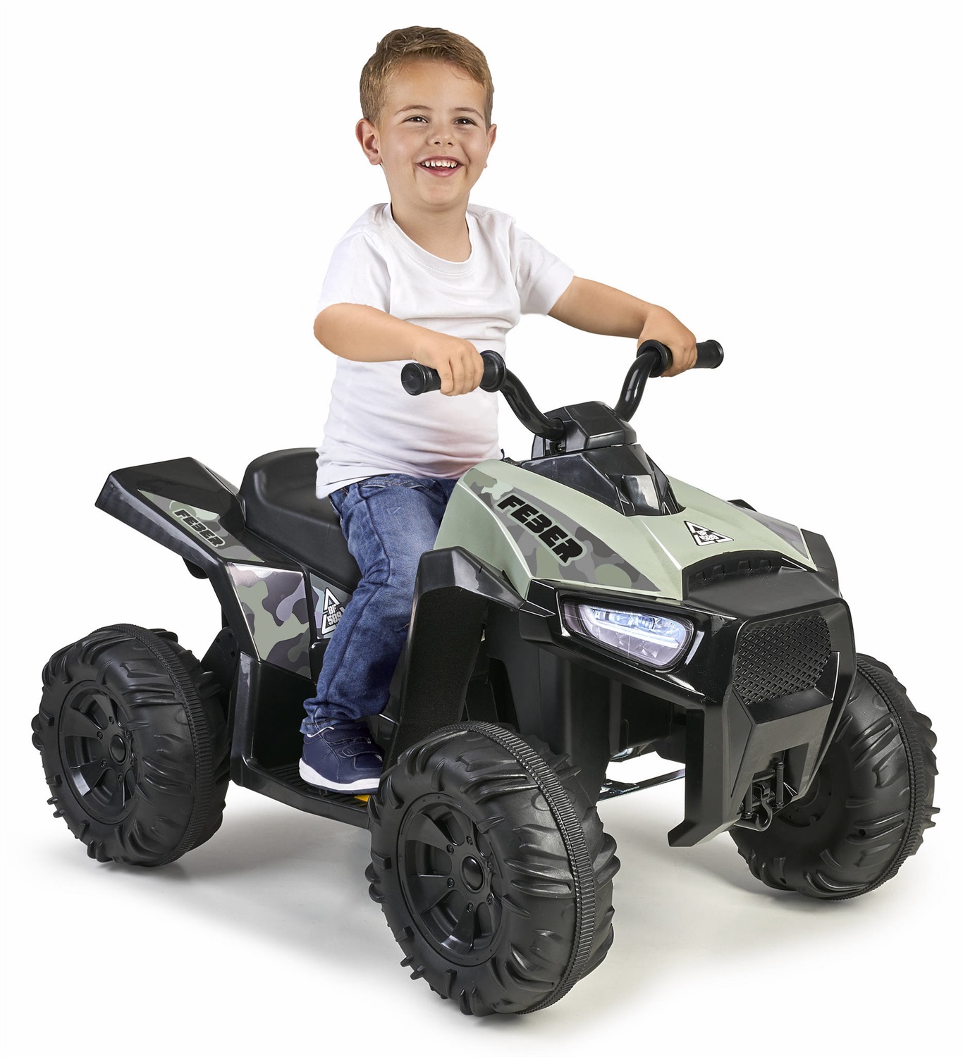 Feber Quad Boxer 12V - Quad Elettrico per Bambini con Marcia Avanti e Retromarcia, Velocità Massima 5 km/h, Ruote Larghe per Maggiore Stabilità, Età Consigliata da 3 Anni