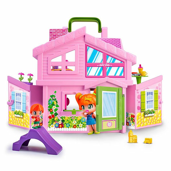 Famosa Pinypon Valigetta Casa Rosa Pieghevole con 4 Stanze Arredate e Accessori, Giocattolo per Bambini dai 4 Anni
