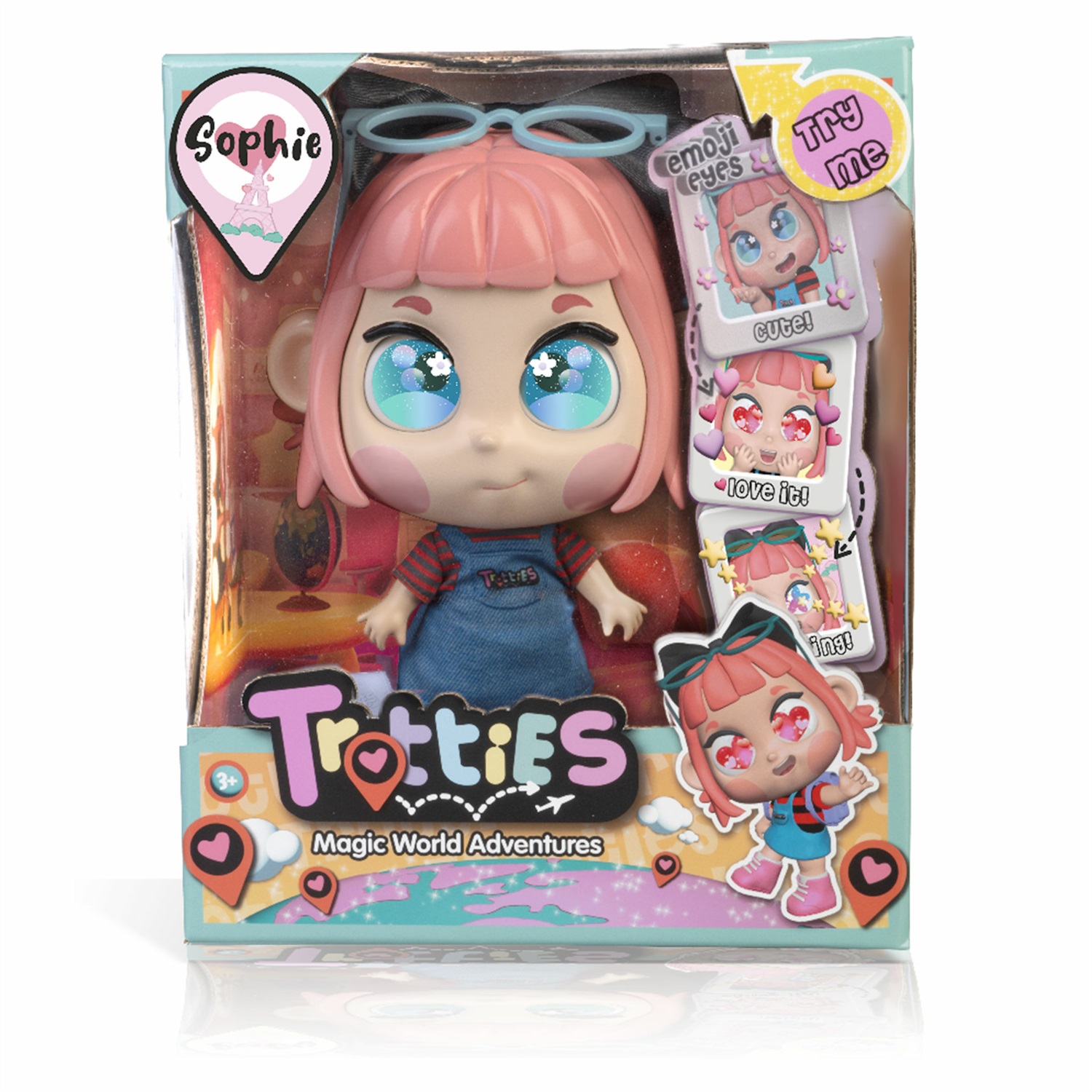 Famosa Trotties Bambola Sophie da Parigi - 25 cm, con zaino e mappa, per bambine dai 3 anni, con potere magico di dare vita ai disegni