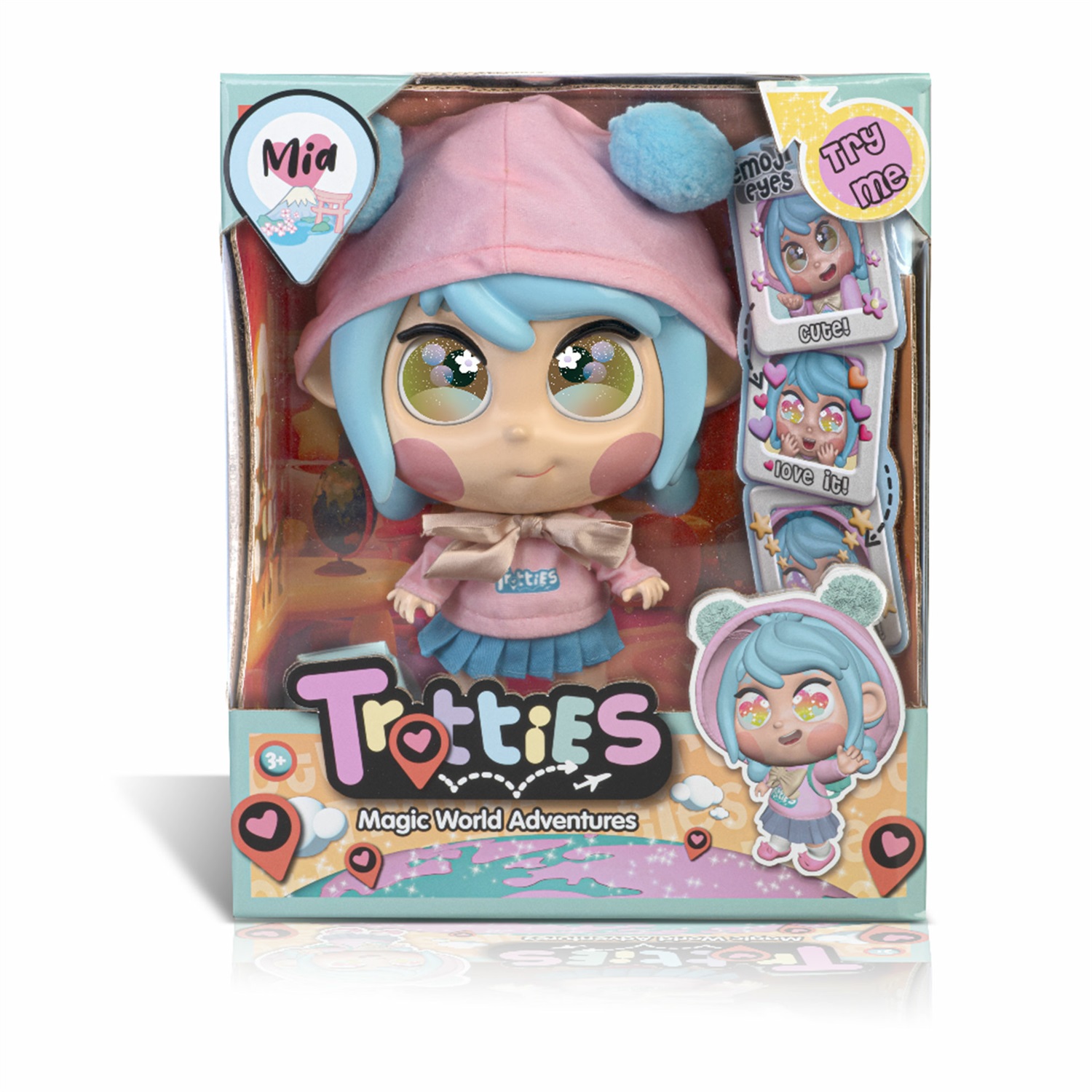 Famosa Trotties Bambola Mia da Tokyo - Bambola alta 25 cm con zaino e mappa, empatica e socievole, per bambini dai 3 anni