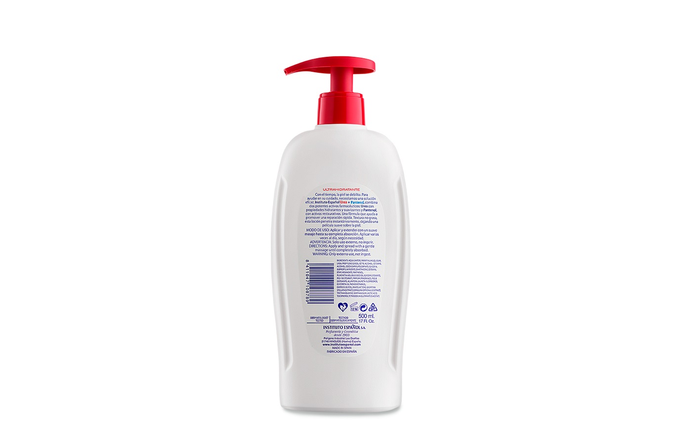 Instituto Español Lozione Corpo Urea 5% con Pantenolo 500 ml - Idratante e Nutriente per Pelli Sensibili