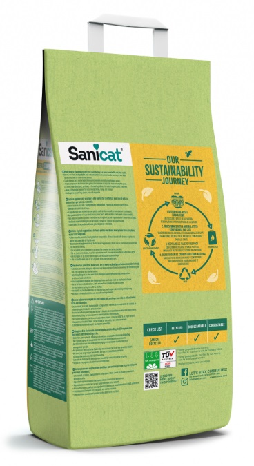 Sanicat Lettiera Agglomerante in Tutolo di Mais Riciclato - 6L, Naturale, Biodegradabile e Compostabile con Assorbenza Superiore e Controllo degli Odori