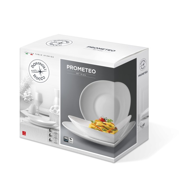 Bormioli Rocco Set Piatti Prometeo 18 Pezzi in Vetro Opale Temperato - Design Elegante e Resistente