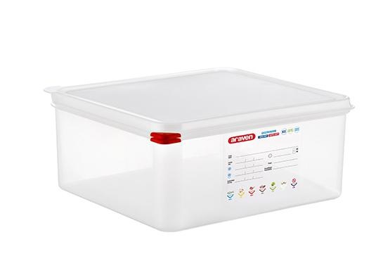 ARAVEN Contenitore Ermetico Gastronorm 2/3 in Polipropilene 13,5 L - Altezza 150 mm con Etichetta di Tracciabilità