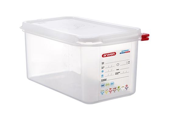 ARAVEN Contenitore Alimentare Ermetico Rettangolare 6 L in Polipropilene Gastronorm 1/3 con Coperchio - Dimensioni 325 x 176 x 150 mm