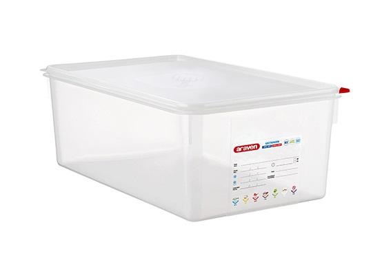 ARAVEN Contenitore Eremetico 1/1 da 27,5 L in Polipropilene - Dimensioni 530x325x200 mm - Ideale per Ristorazione e Catering
