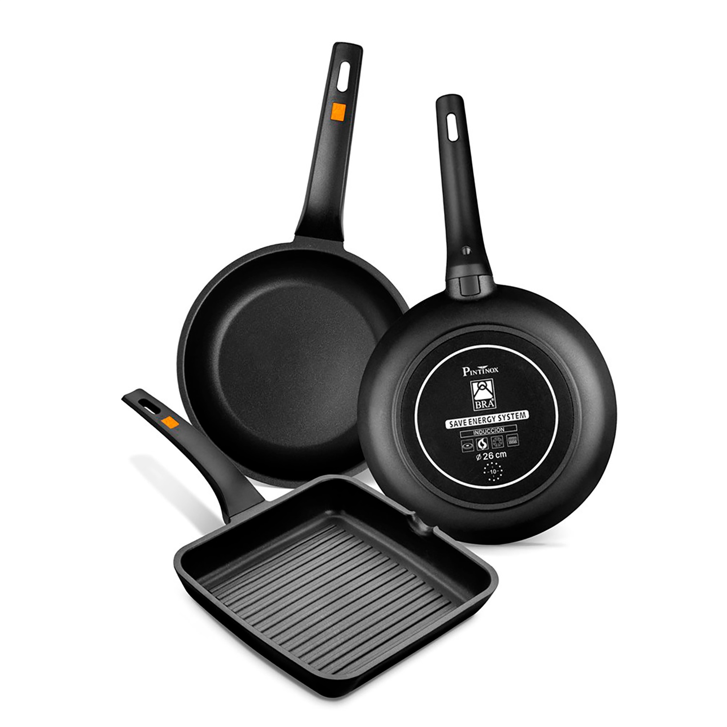 BRA Efficient Padella Fonda Antiaderente in Alluminio Pressofuso, 28 cm, Adatta a Piani Cottura a Induzione, Nero