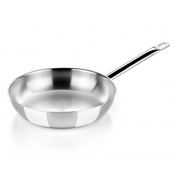 BRA Profesional Padella 26 cm in Acciaio Inossidabile 18/10 con Triplo Fondo Diffusore, Senza Rivestimento Antiaderente, Induzione Full Induction e Manico Ergonomico