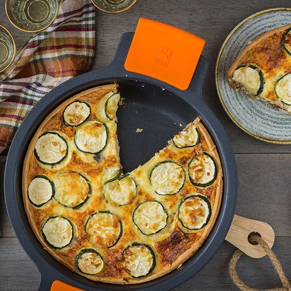 BRA Efficient Casseruola Bassa 45 cm in Alluminio Pressofuso con Rivestimento Antiaderente TEFLON® e Presine in Silicone - Adatta per Induzione