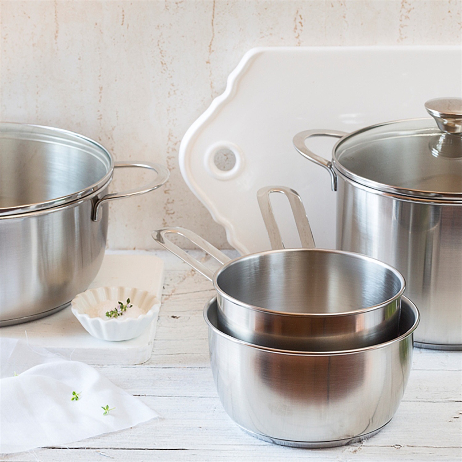 BRA Ancora - Casseruola 24 cm in acciaio inossidabile 18/10 con coperchio in vetro, adatta a tutti i piani cottura