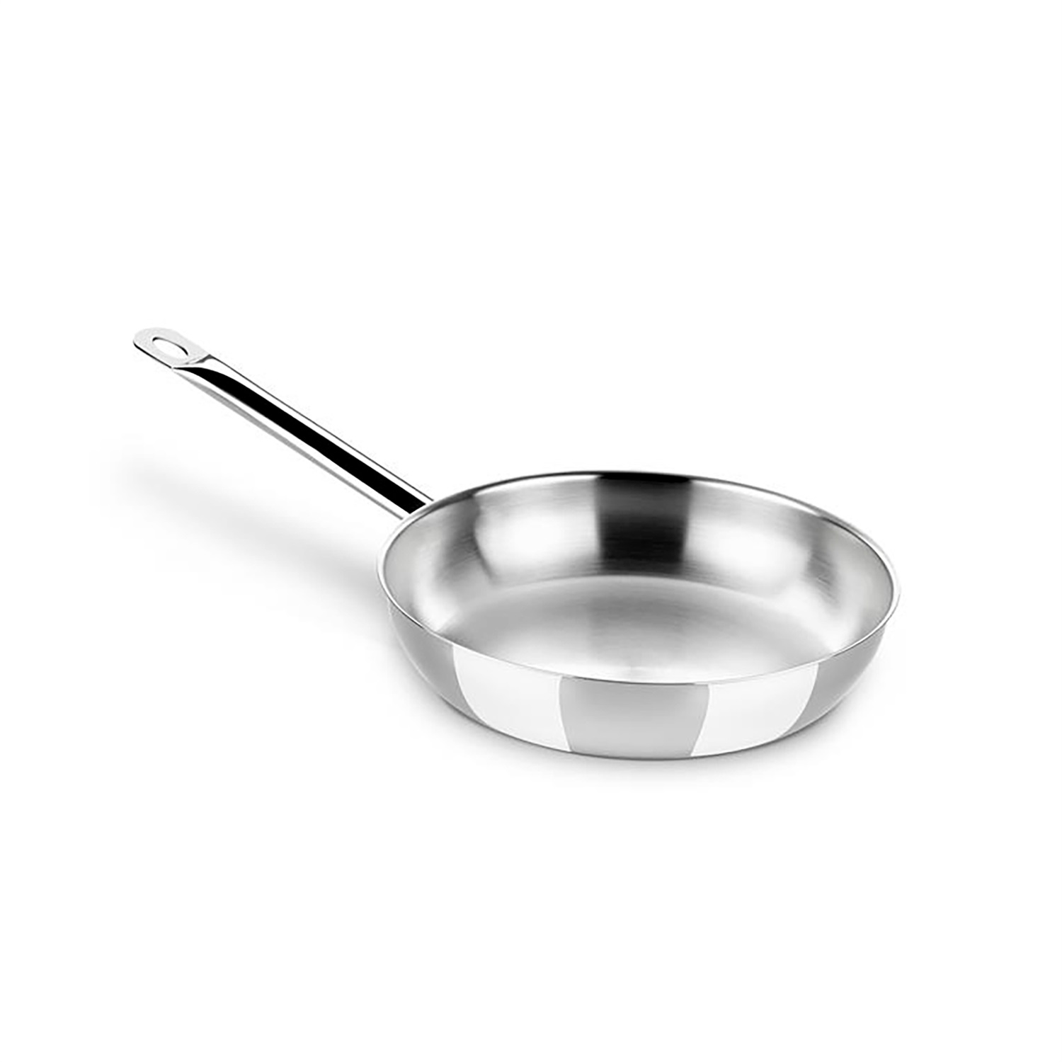 BRA Padella Professionale 30 cm in Acciaio Inossidabile 18/10 con Triplo Fondo Diffusore e Manico Ergonomico