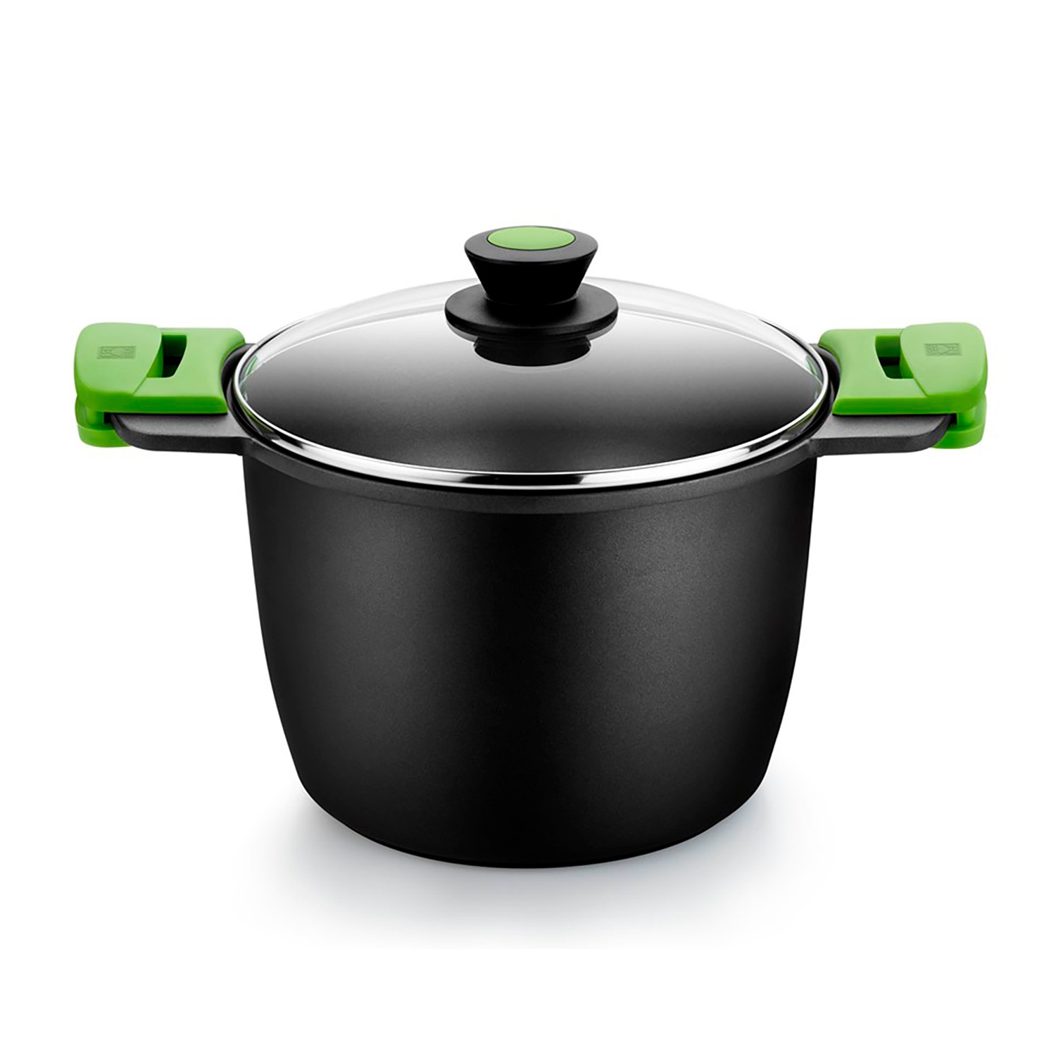 BRA Advanced Pentola Alta 20 cm con Coperchio in Vetro e Maniglie in Silicone - Rivestimento Antiaderente Teflon