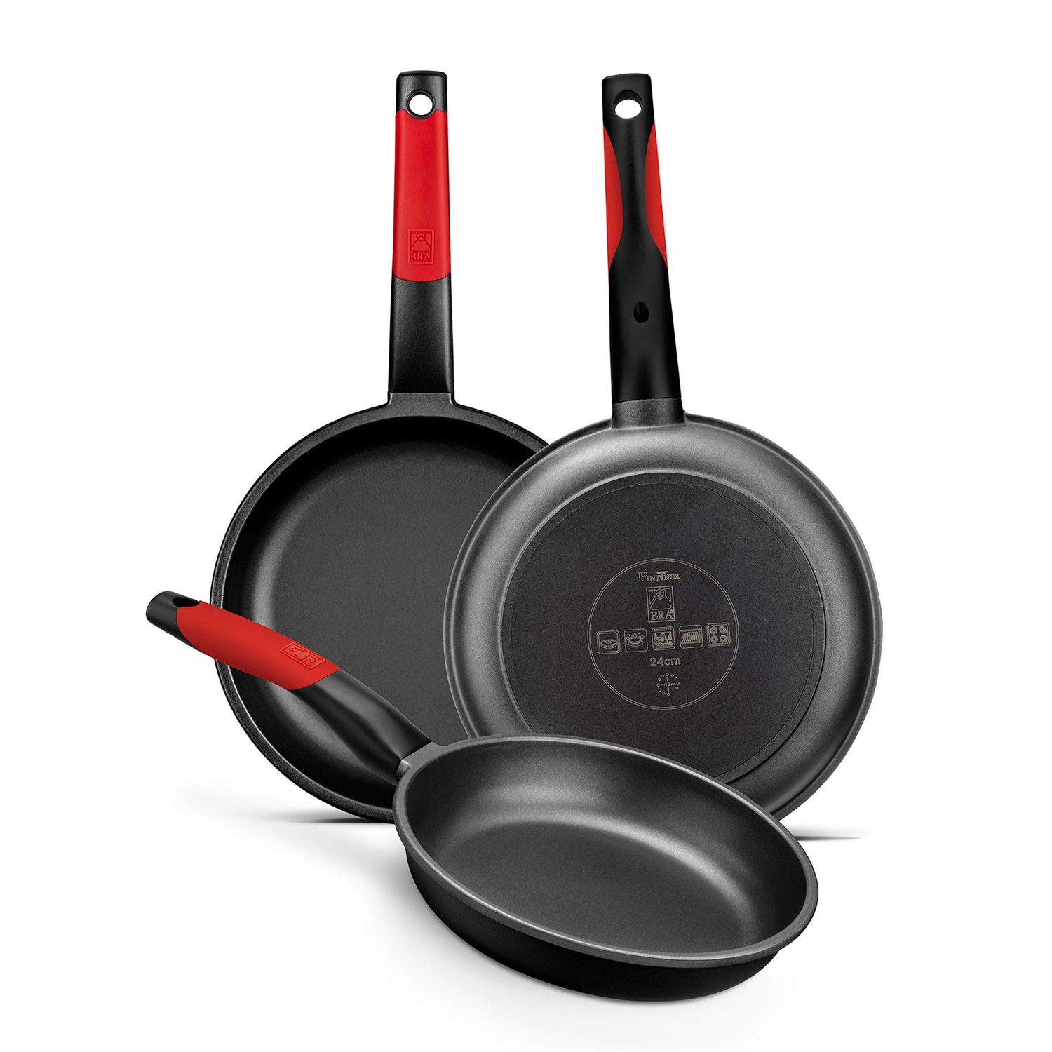 BRA Premiere A411224 Padella Multiuso 24 cm in Alluminio Fuso Antiaderente, Compatibile con Induzione