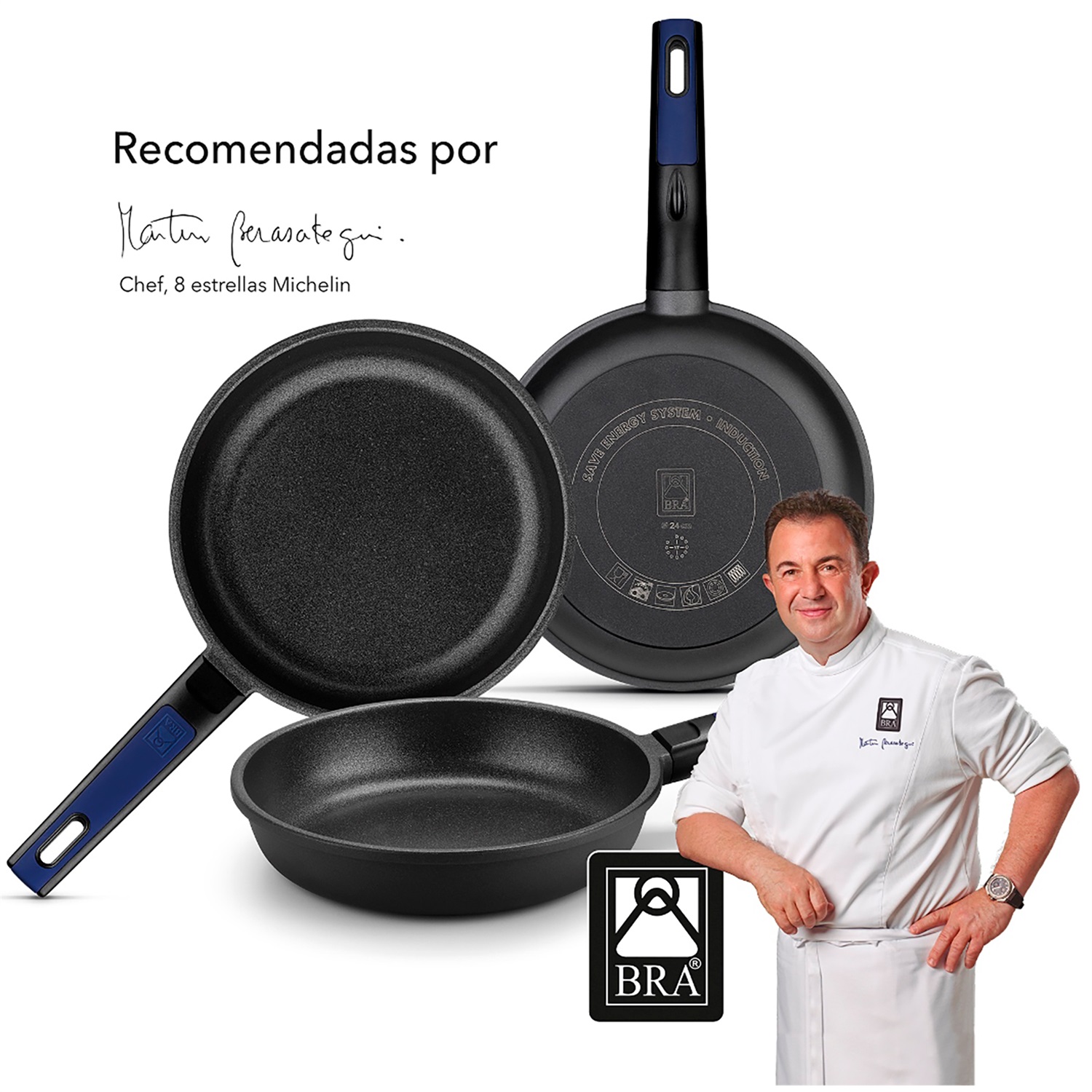 BRA Advanced Padella 22 cm in Alluminio Pressofuso, Antiaderente e Senza PFOA, Adatta per Induzione