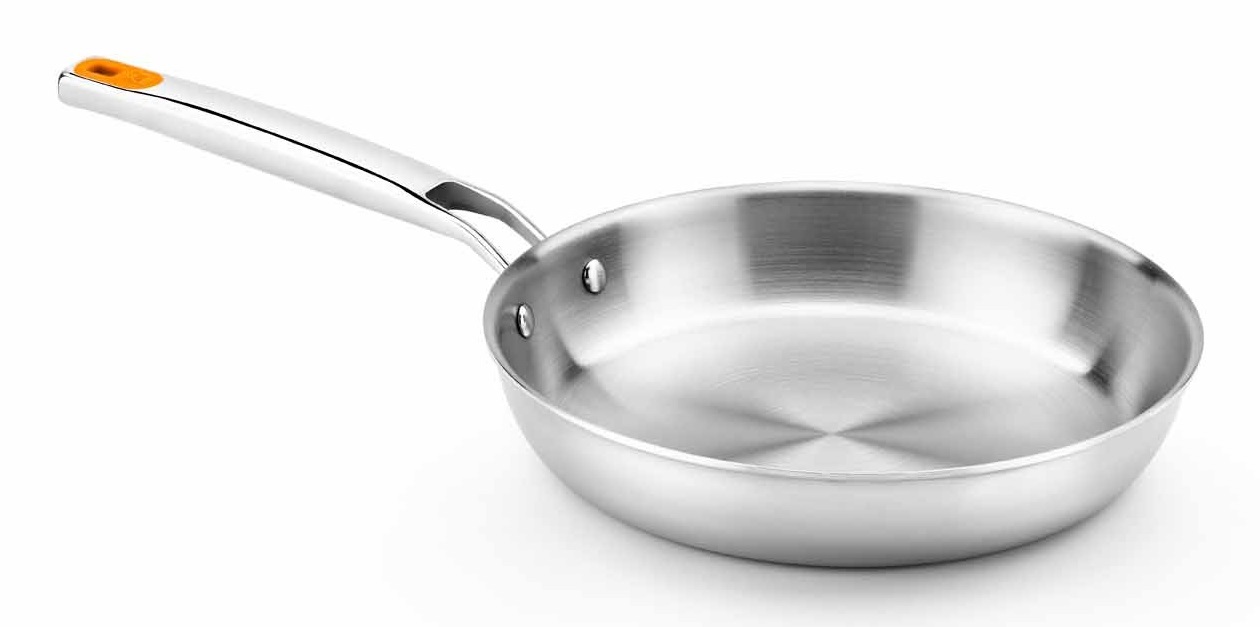 BRA Padella Efficient Inox 24 cm in Acciaio Inox 18/10 con Triplo Fondo Forgiato, Senza Antiaderente e PFOA