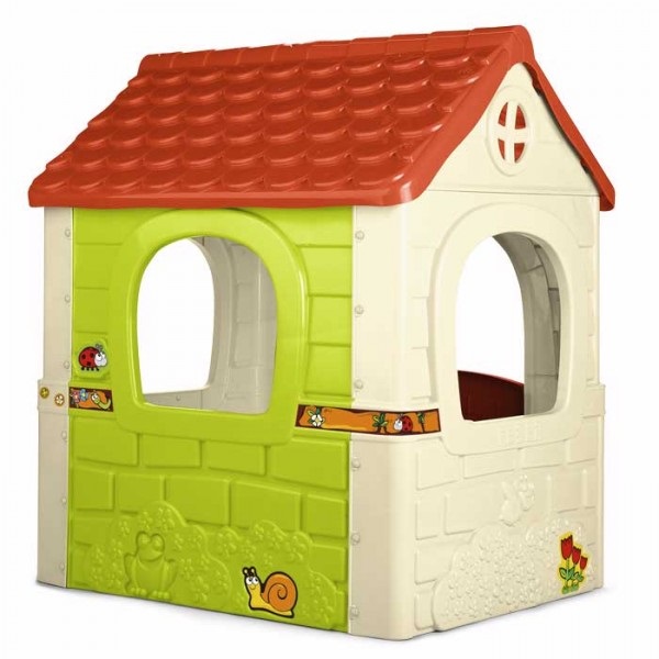 FEBER Fantasy House - Casetta Giocattolo Multicolore con Porta Apribile, Resistente e Facile da Montare, per Bambini da 2 a 6 Anni, h125x109x85 cm