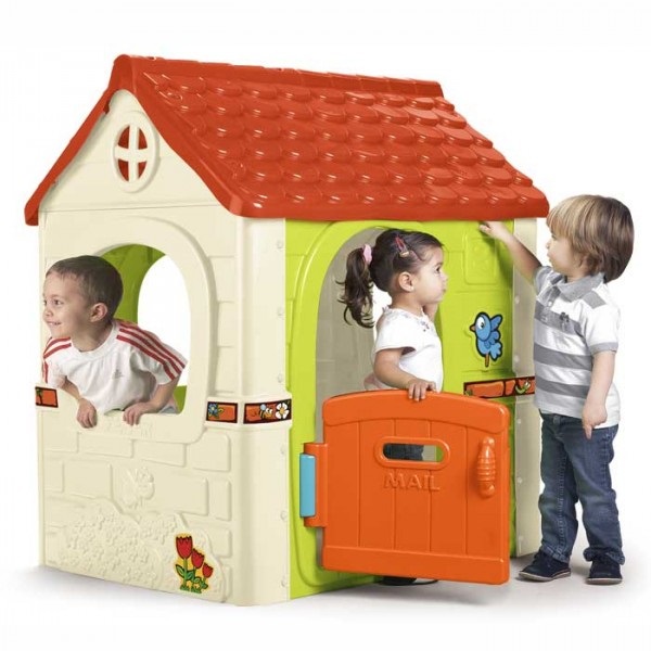 FEBER Fantasy House - Casetta Giocattolo Multicolore con Porta Apribile, Resistente e Facile da Montare, per Bambini da 2 a 6 Anni, h125x109x85 cm