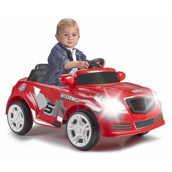 Feber Twinkle Car Auto Elettrica 12V con Radiocomando, Acceleratore a Pedale, Freno Motore, Marcia Avanti e Indietro, Velocità 3,2 Km/h, Luci nei Fari Anteriori, Batteria e Caricabatteria Inclusi
