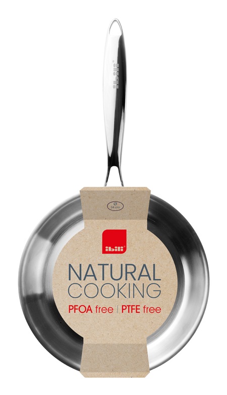 IBILI Padella Triply Naturale 28 cm in Acciaio Inossidabile e Alluminio, Adatta per Induzione