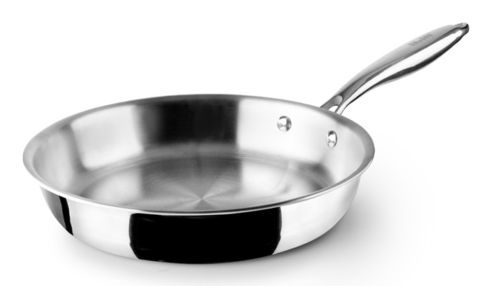 IBILI Padella Triply Naturale 26 cm in Acciaio Inossidabile, Adatta per Induzione, Senza Antiaderente