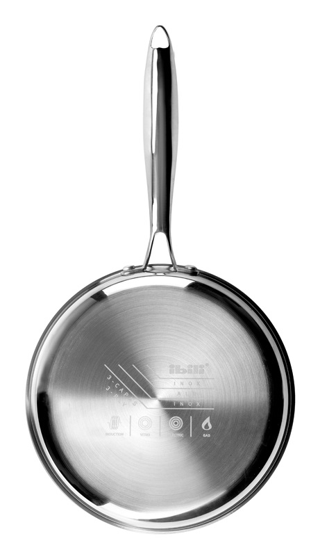 IBILI Padella Triply Naturale 26 cm in Acciaio Inossidabile, Adatta per Induzione, Senza Antiaderente