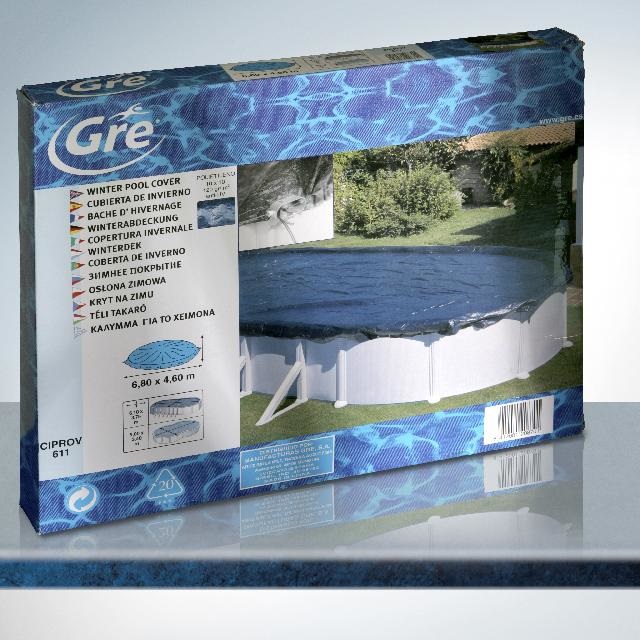 Gre CIPROV611 - Copertura invernale per piscine ovali 680 x 460 cm, Polietilene 120 g/m², Protegge dal gelo e dalla sporcizia
