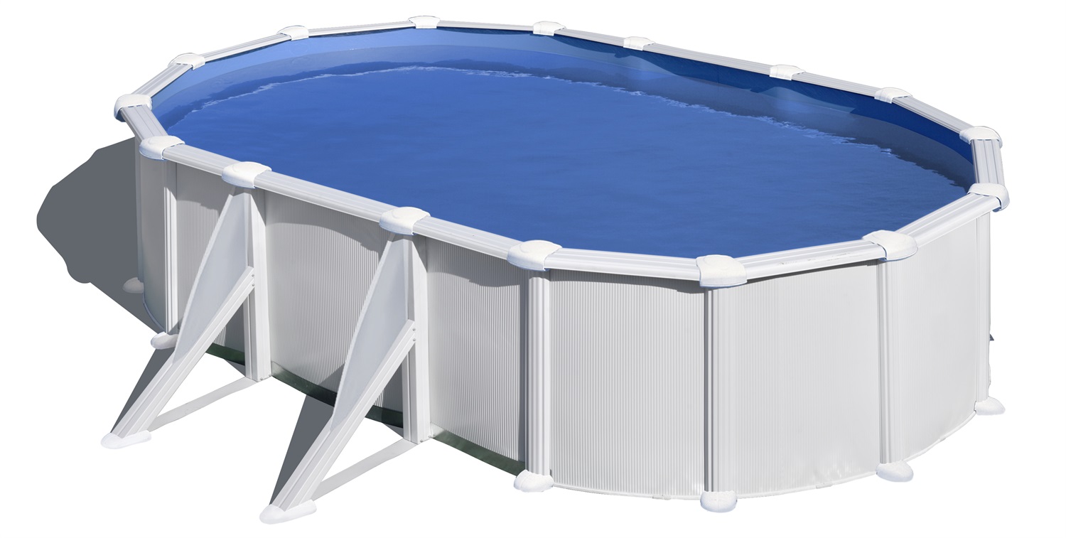 GRE Piscina Ovale Atlantis KITPROV618 - 610x375x132 cm in Acciaio Bianco con Liner Blu