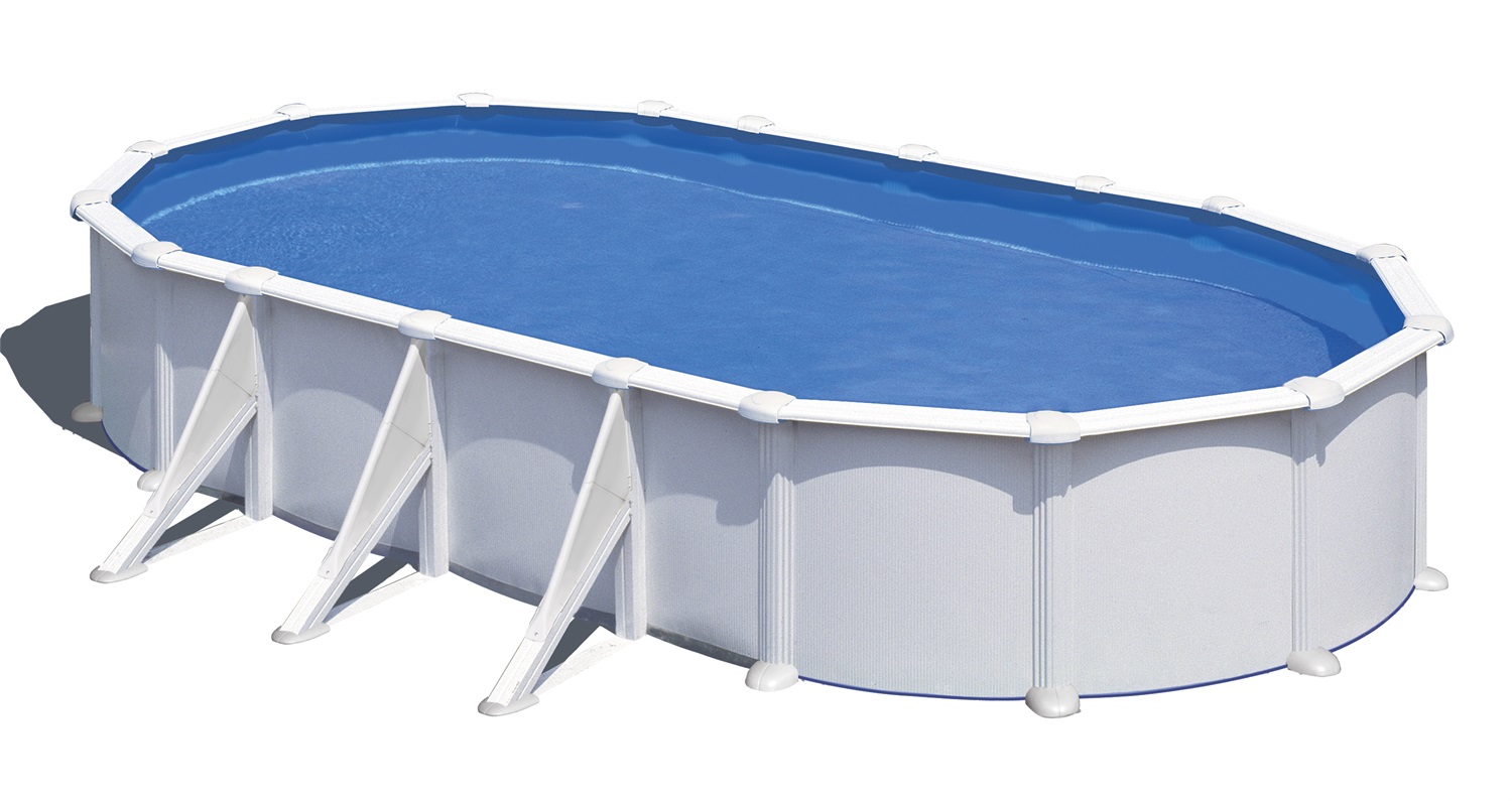 Gre Piscina Ovale Atlantis in Acciaio Bianco 730x375x132 cm - Capacità 28210 L, Max 15 Persone