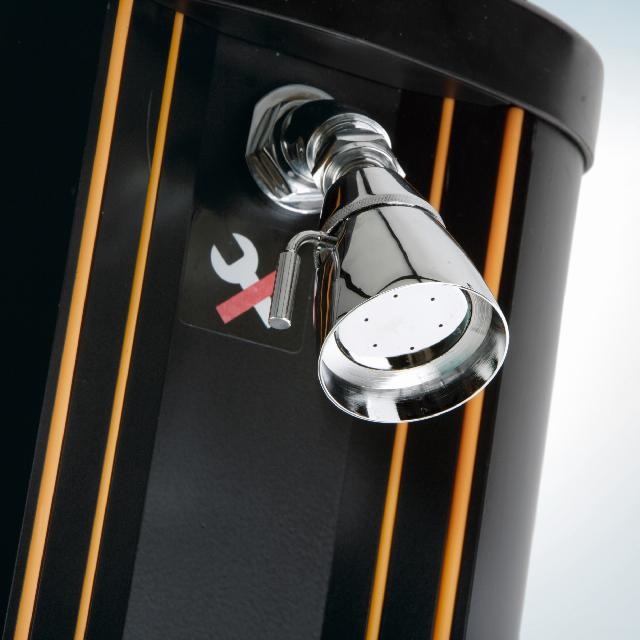 Gre AR1130 - Doccia Solare da Esterno in Alluminio Nero con Capacità di 32 Litri, Lavapiedi e Spruzzatore