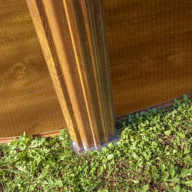 Gre KITPROV503W Piscina Ovale da Esterno in Acciaio Effetto Legno - 500 x 300 x 120 cm, Capacità 14550 L, Liner Blu, Filtro a Cartuccia e Scaletta di Sicurezza