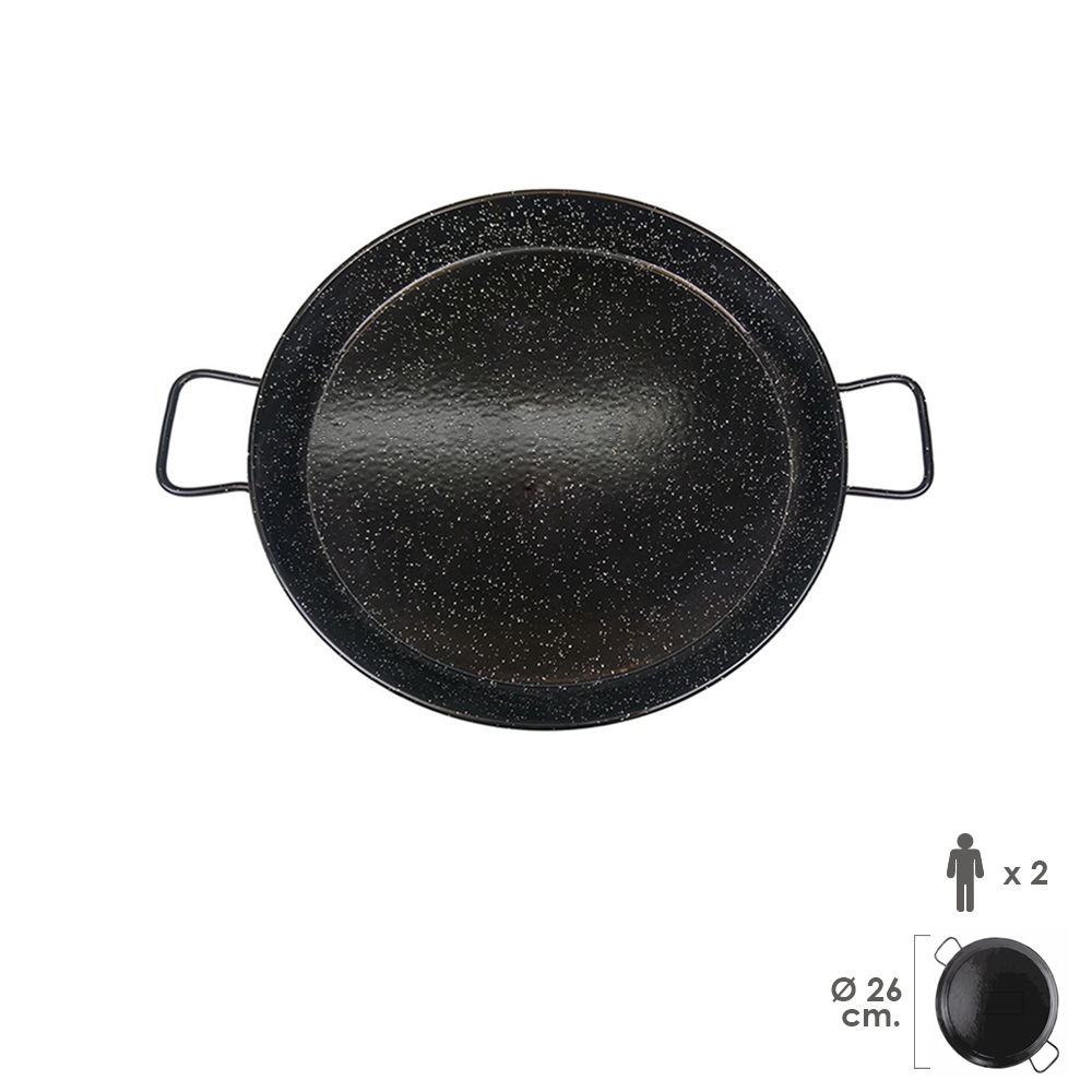 Garcima Paella Valenciana in Ferro Smaltato 26 cm con Texture Effetto Pietra