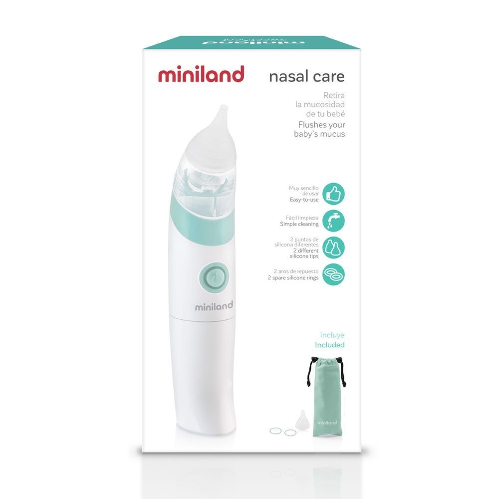 Miniland Nasal Care Aspiratore Nasale Elettrico con Beccuccio in Silicone - Rimozione Rapida e Sicura del Muco