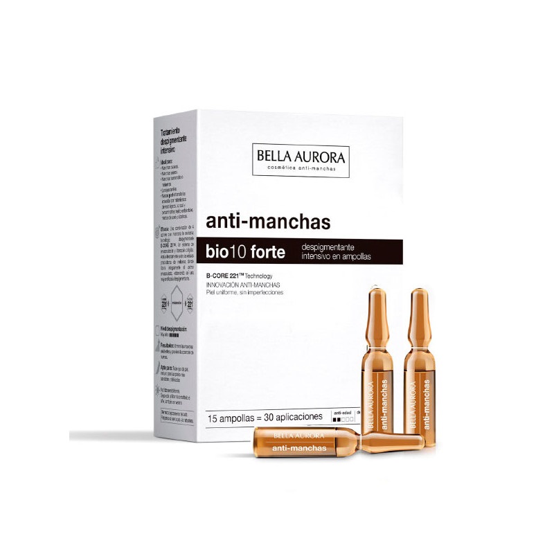 BELLA AURORA Bio10 Forte Siero Intensivo Anti-Macchie 15 Fiale x 2 ml - Trattamento Depigmentante per Viso
