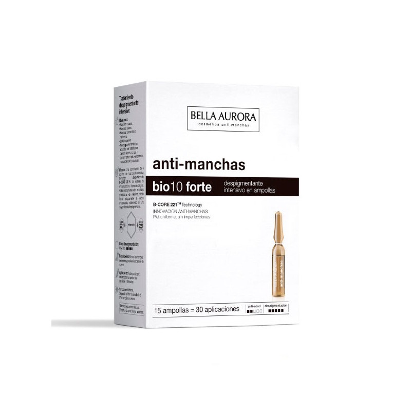 BELLA AURORA Bio10 Forte Siero Intensivo Anti-Macchie 15 Fiale x 2 ml - Trattamento Depigmentante per Viso