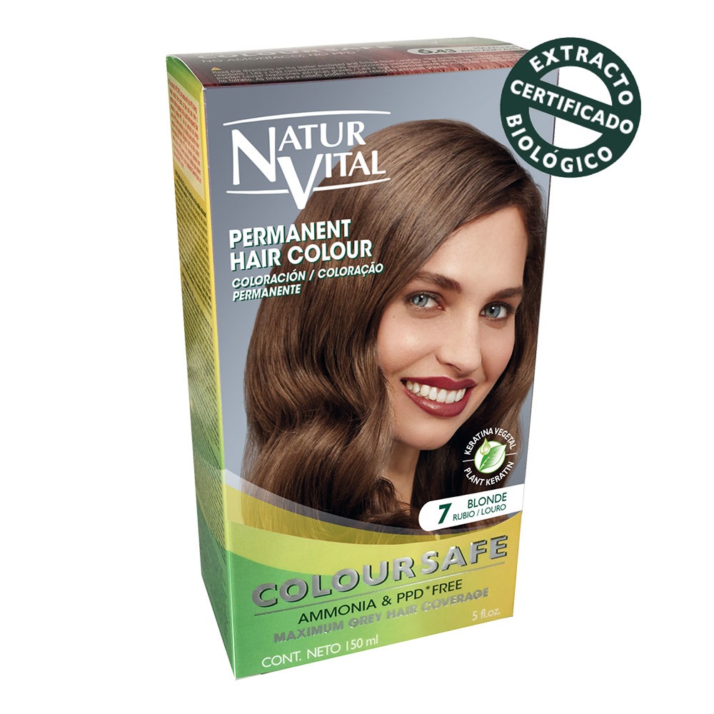 Naturaleza y Vida Coloursafe Tinte Permanente 7-Rubio (Biondo) 150 ml - Senza Parabeni e Ammoniaca