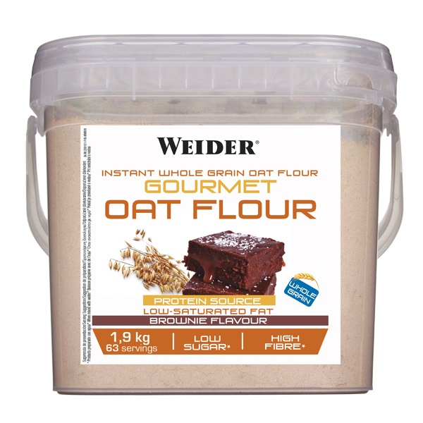 Weider Gourmet Farina d'Avena Gusto Brownie 1,9 kg - Ricca di Fibre e Proteine, Basso Contenuto di Grassi Saturi