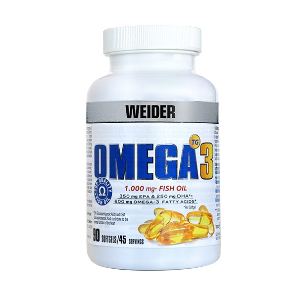 Weider Omega 3 - Integratore Alimentare in Softgel da 90 Capsule con Elevata Concentrazione di EPA e DHA per la Salute Cardiaca