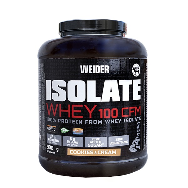 Weider Isolate Whey 100 CFM Cookies & Cream 908g - Polvere di Proteine del Siero di Latte Isolate con Zucchero e Dolcificanti