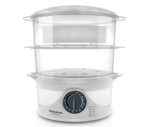 Taurus Salutecook Vaporiera 800W - Cottura a Vapore Sana, Capacità 6L, Timer 1h, Accessorio Riso