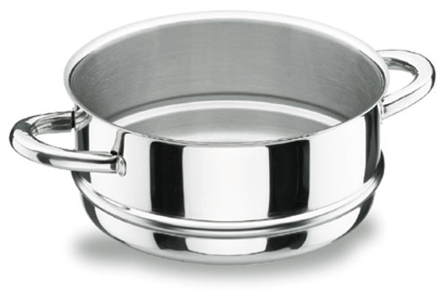 Lacor 40428 Vaporiera 28 cm in Vitrocor e Acciaio Inox 18/10 - Capacità 6,50 L, Altezza 11 cm, Adatta a Induzione