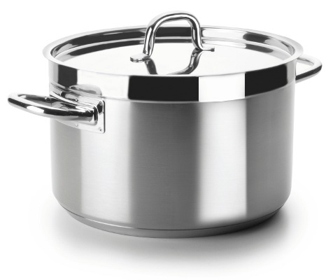 Lacor Pentola per Cottura della Carne con Coperchio - Diametro 20 cm, Acciaio Inox 18/10, Fondo Triplo, Adatta a Induzione