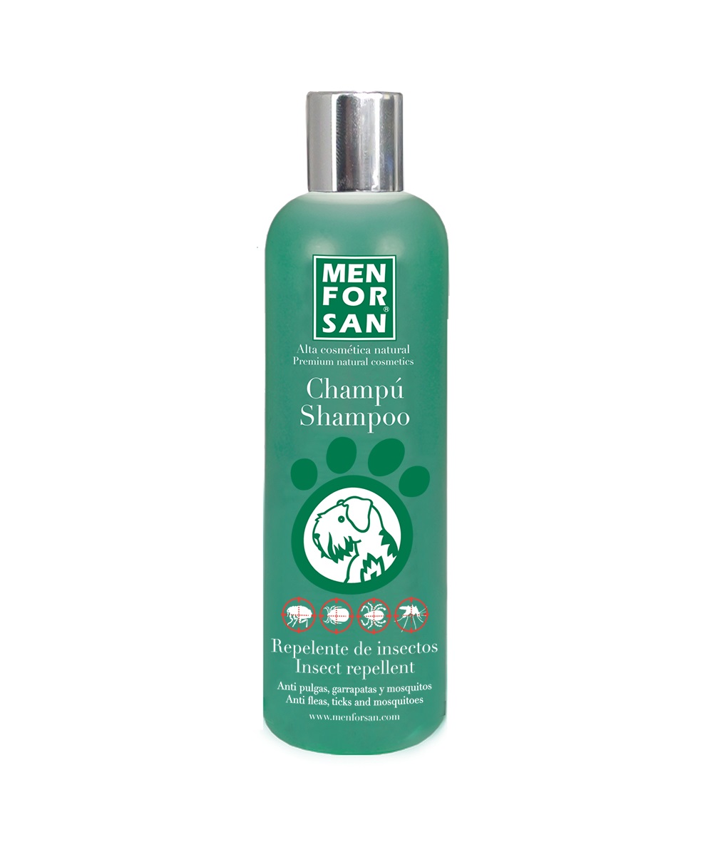 Menforsan Shampoo per Cani Repellente Naturale 300 ml con Citronella e Geraniolo - Elimina Pulci, Zecche e Acari