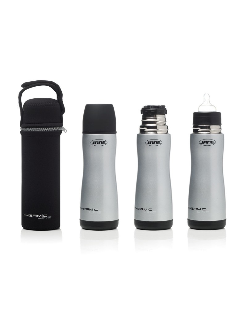 Jane Thermos 300ml per Liquidi in Acciaio Inox - Imboccatura Larga, Valvola Bloccabile, Tettarella in Silicone